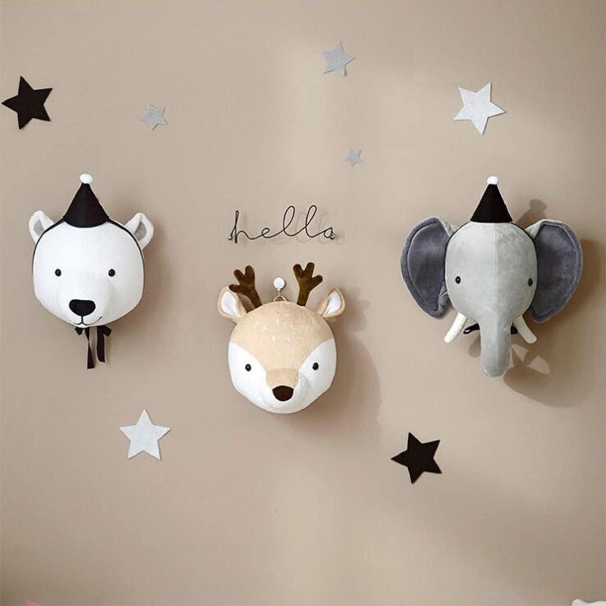 Plush Animal Head Decor